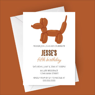 Invitación Fiesta de cumpleaños de animales en globo de perro