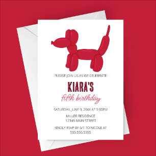 Invitación Fiesta de cumpleaños de animales en globo de perro