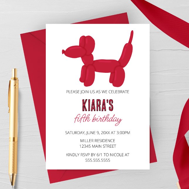Invitación Fiesta de cumpleaños de animales en globo de perro (Subido por el creador)