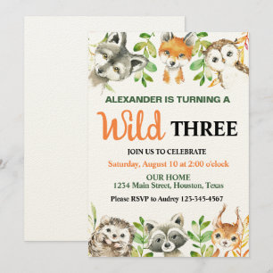 Invitación Fiesta de cumpleaños de animales salvajes de Safar