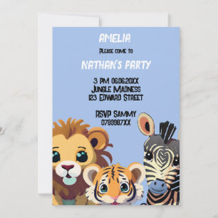 Invitación Fiesta de cumpleaños de animales salvajes personal