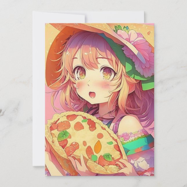 Invitación Fiesta de cumpleaños de Anime Chica (Anverso)