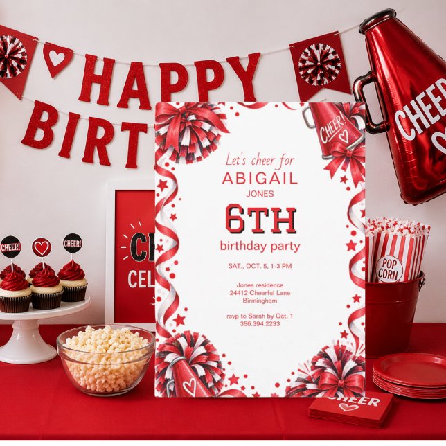 Invitación Fiesta de cumpleaños de ánimo rojo (Subido por el creador)