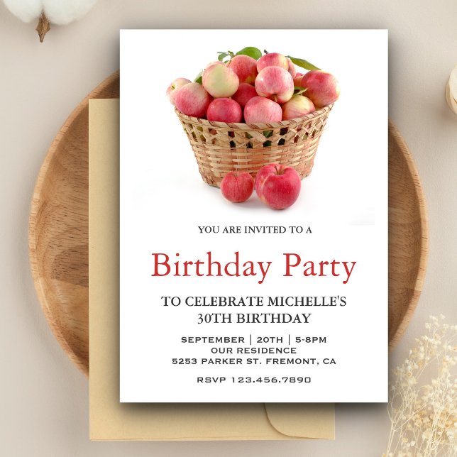 Invitación Fiesta de cumpleaños de Apple Basket (Subido por el creador)