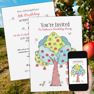 Invitación Fiesta de cumpleaños de Apple Picking