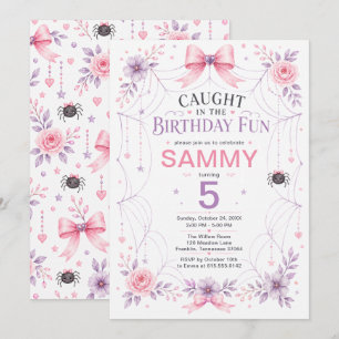 Invitación Fiesta de Cumpleaños de Araña Rosa Adorable
