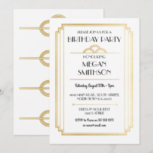 Invitación Fiesta de cumpleaños de Art Deco de 1920 con invit