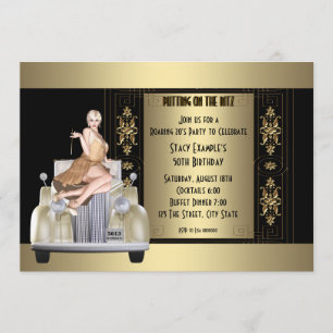 Invitación Fiesta de cumpleaños de Art Decó que marcó el aniv