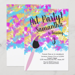 Invitación Fiesta de Cumpleaños de Arte Abstracto Splash