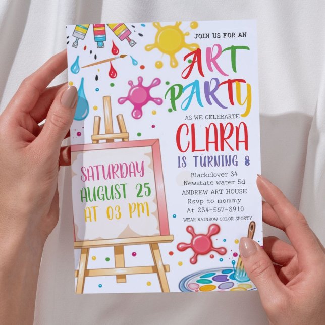 Invitación Fiesta de cumpleaños de arte | Artista de pintura  (Art Birthday Party  Art Painting Artist Invitation)