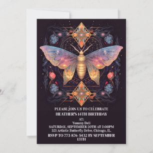 Invitación Fiesta de cumpleaños de arte de mariposa creativa 