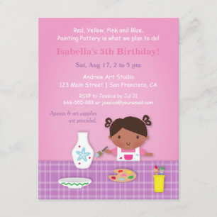 Invitación Fiesta de Cumpleaños de Arte de Pintura de Cerámic