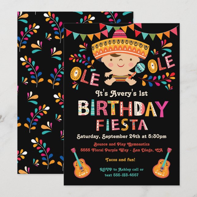 Invitación Fiesta de cumpleaños de Arte Popular Mexicano (Anverso / Reverso)