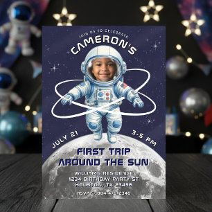 Invitación Fiesta de Cumpleaños de Astronauta 1er Viaje Alred