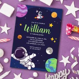Invitación Fiesta de cumpleaños de astronauta espacial para c