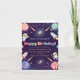 Invitación Fiesta de cumpleaños de astronautas en el espacio 