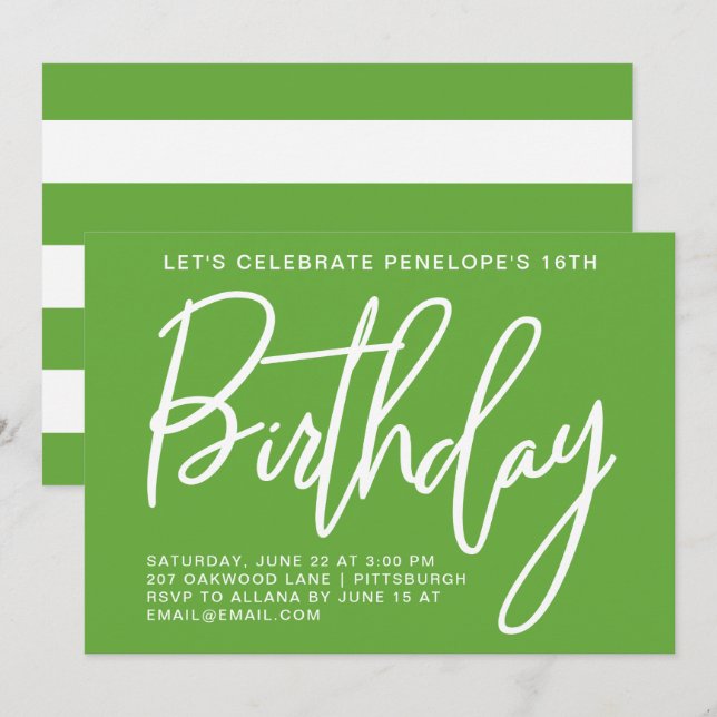 Invitación Fiesta de cumpleaños de audaces Stripes (Anverso / Reverso)