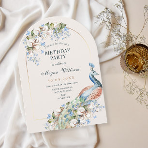 Invitación Fiesta de cumpleaños de avena azul floral