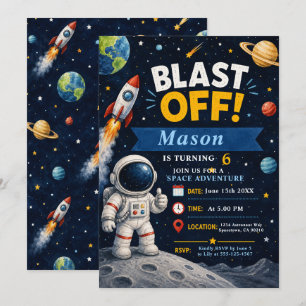 Invitación Fiesta de cumpleaños de aventura espacial