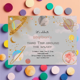 Invitación Fiesta de cumpleaños de aventura espacial por la g