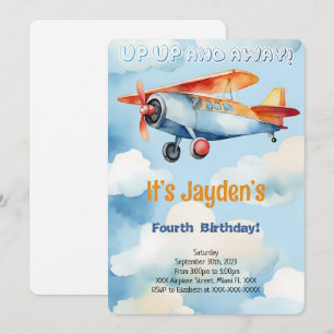 Invitación Fiesta de Cumpleaños de Avión Editable
