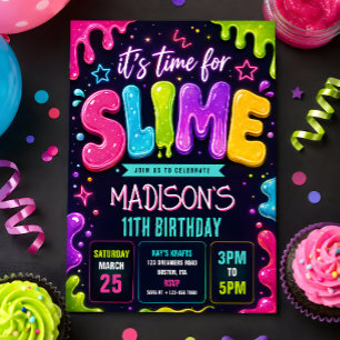 Invitación Fiesta de cumpleaños de baba de neón