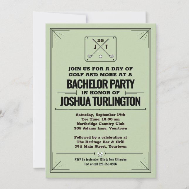 Invitación Fiesta de cumpleaños de Bachelor en el campo de go (Anverso)