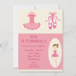Invitación Fiesta de cumpleaños de bailarín de ballet rosado