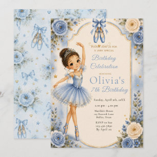 Invitación Fiesta de cumpleaños de bailarina azul