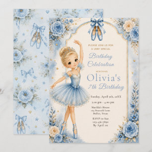 Invitación Fiesta de cumpleaños de bailarina azul