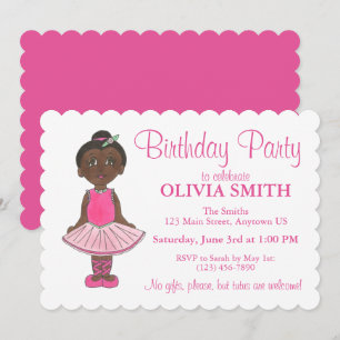 Invitación Fiesta de cumpleaños de bailarina de ballet Pink T