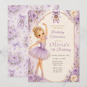 Invitación Fiesta de Cumpleaños de Bailarina Morada