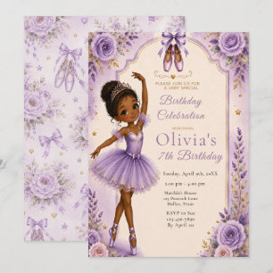 Invitación Fiesta de Cumpleaños de Bailarina Morada