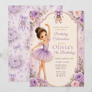 Invitación Fiesta de Cumpleaños de Bailarina Morada
