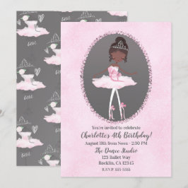Invitación Fiesta de Cumpleaños de Bailarina Oscura de Pink &