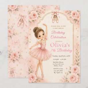 Invitación Fiesta de cumpleaños de bailarina rosa