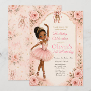 Invitación Fiesta de cumpleaños de bailarina rosa