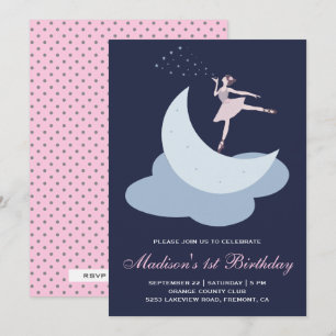 Invitación Fiesta de Cumpleaños de Bailarina Rosa Linda