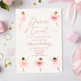 Invitación Fiesta de cumpleaños de bailarina y ballet rosado