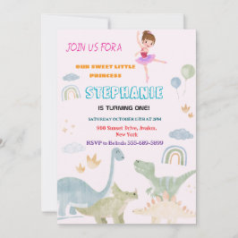 Invitación fiesta de cumpleaños de bailarines de dino persona