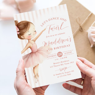 Invitación Fiesta de Cumpleaños de Baile y Piruetas Bailarina