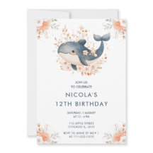 Fiesta de cumpleaños de ballena floral