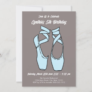 Invitación Fiesta de Cumpleaños de Ballet Azul Minimalista