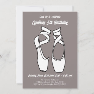 Invitación Fiesta de Cumpleaños de Ballet Blanco Minimalista