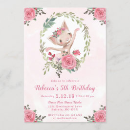 Invitación Fiesta de cumpleaños de Ballet Dancing Kitten