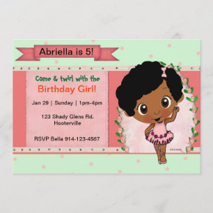 Invitación Fiesta de cumpleaños de ballet o baile afroamerica