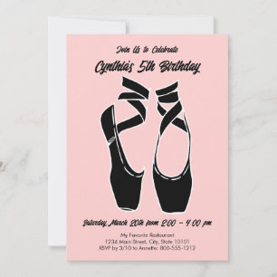 Invitación Fiesta de Cumpleaños de Ballet Rosa Minimalista