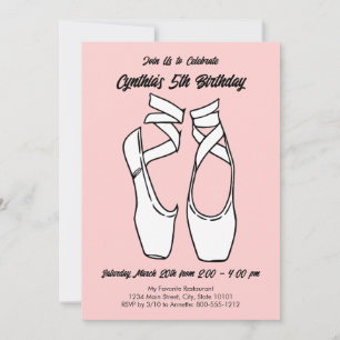 Invitación Fiesta de Cumpleaños de Ballet Rosa Minimalista