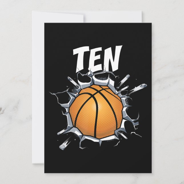Invitación Fiesta de cumpleaños de baloncesto de 10 años chic (Anverso)