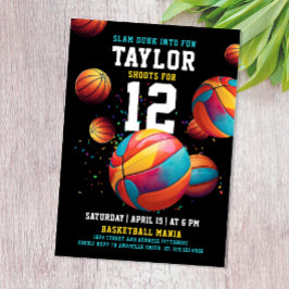 Invitación Fiesta de Cumpleaños de Baloncesto Deportivo Color